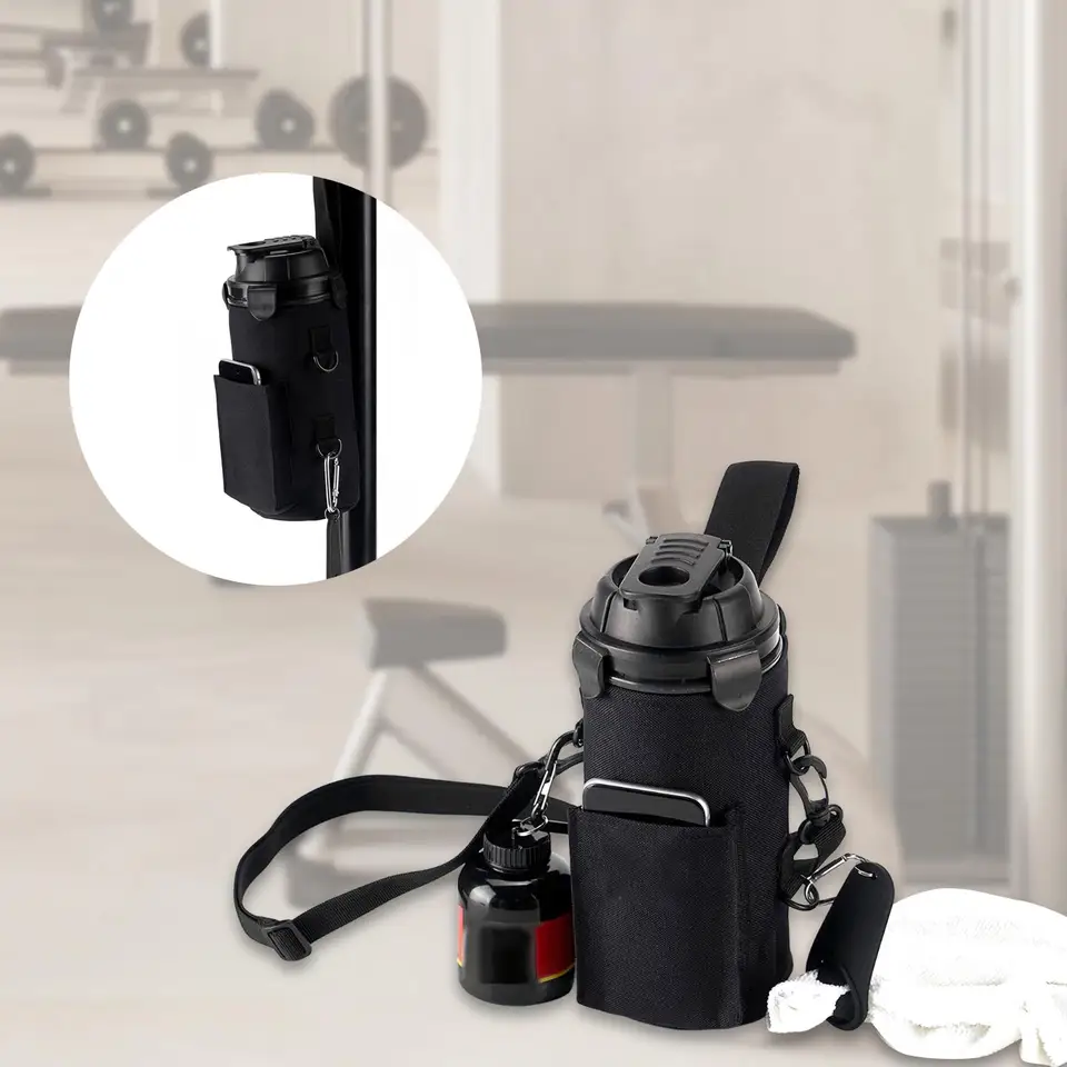 SKUTZTEK Sac De Sport Magnétique Avec Porte Gourde, Pochette Téléphone, Gymnase Sac Magnétique Avec 12 Aimants Puissants, Sangle Réglable Ergonomique Et Poignée Pour Entraînement, Voyage Et Quotidien