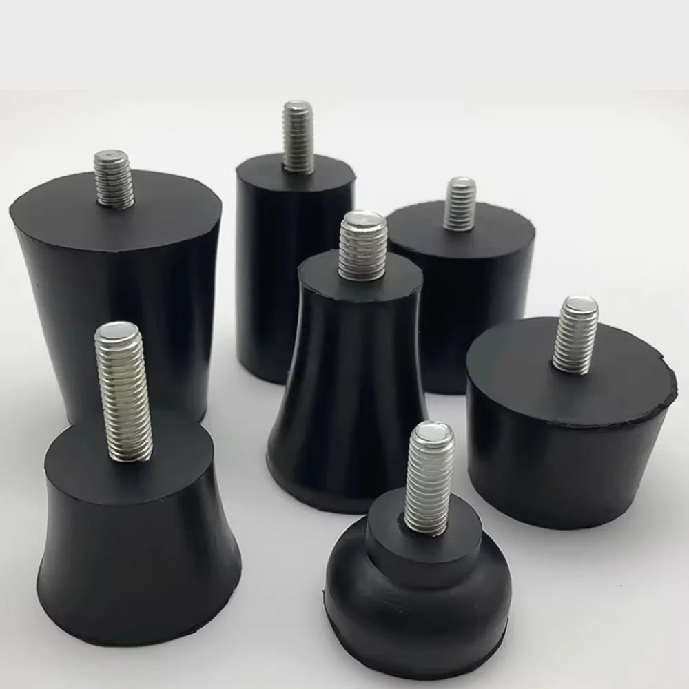 2Pcs M6 M8 M10 M12 나사가있는 조정 가능한 발 패드 미끄럼 방지 충격 흡수 고무 레벨링 발 패드 가구 의자 다리 매트