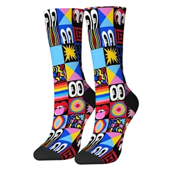 Pop Art Graffiti Eyes Crew Socks - Bold & Playful Graphic Design - One Size (NO.1)