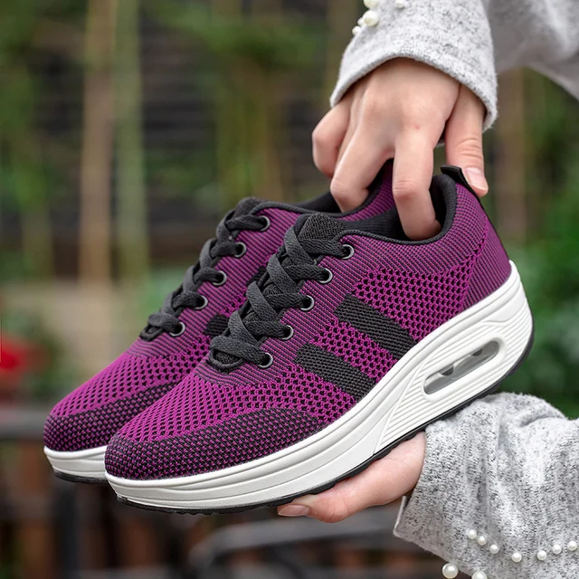 Sneakers Women Walking Shoes Air Cushion Comfortable Breathable Outdoor Casual Shoes Thick Bottom Increasing Height Lace-up 2