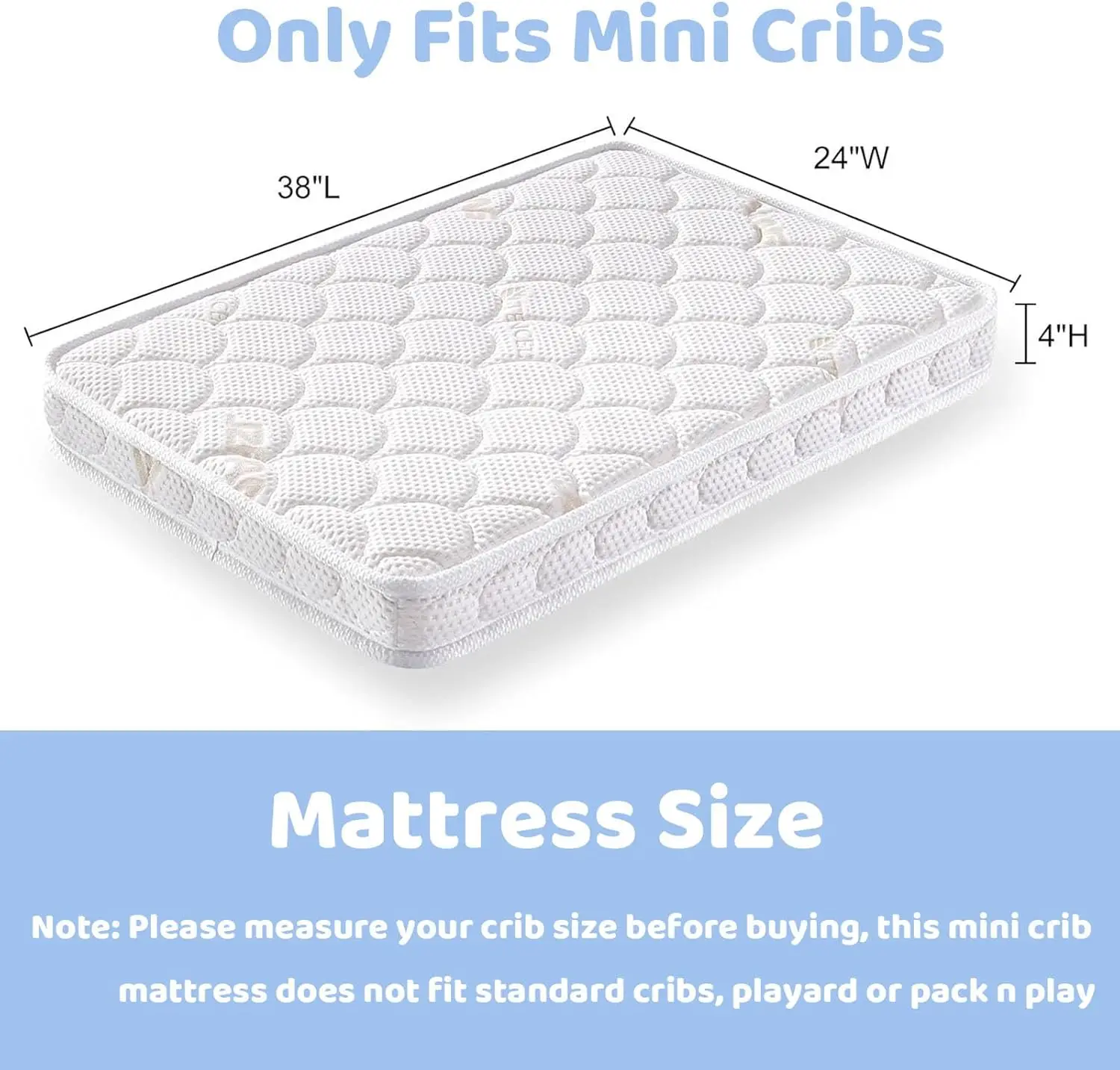 38x24 Inch Mini Crib Mattress-Dual-Sided Firm Support, Breathable Foam, Quiet & Odorless