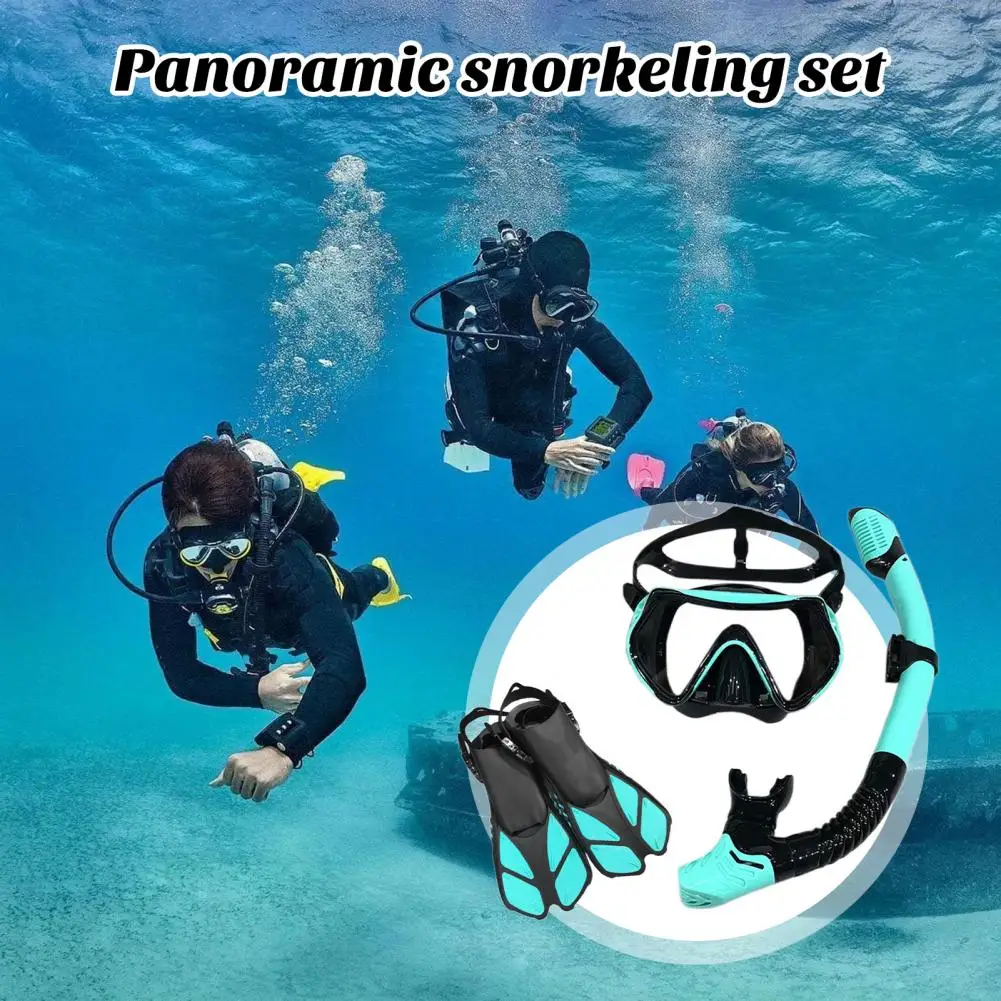 Women Dry Top Snorkel Anti-fog Snorkeling Gear Set with Panoramic View Swim Goggles Dry Top Snorkel Adjustable Fin for Men Women pc glass kids swim goggles anti fog pvc strap pool swim eyewear with nose cover wide view snorkel swimming goggles for youth