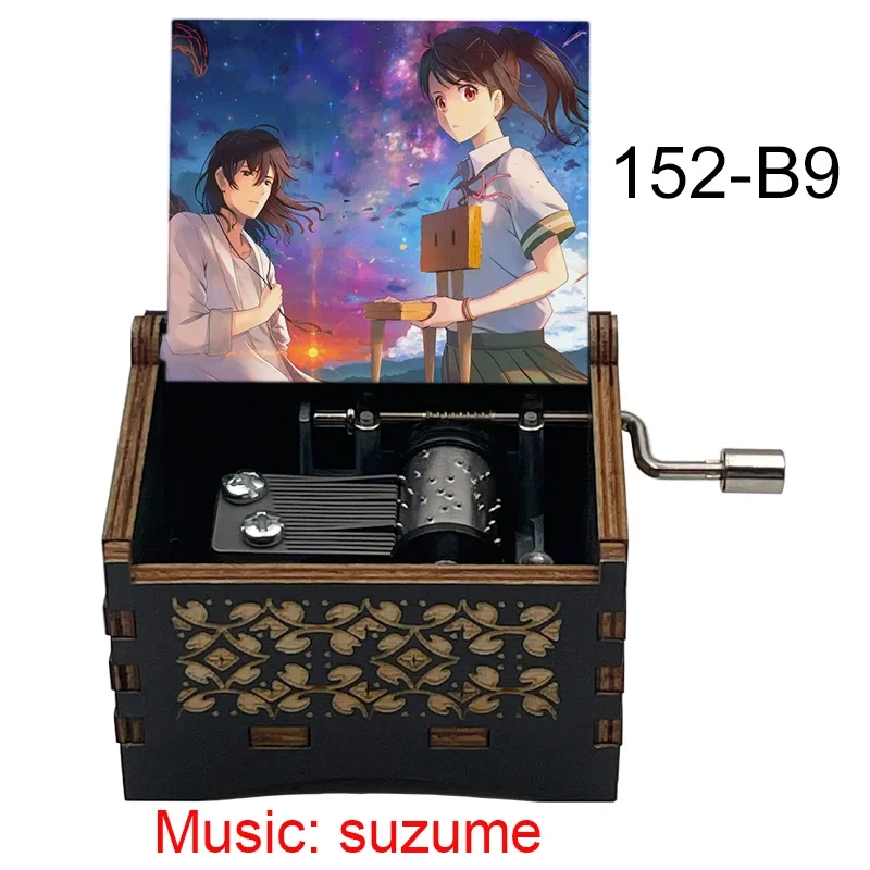 Anime Suzume Color Printing Hand-operated Type Wooden Music Box New Year's Gift for Friends Lovers Home Decoration Ornaments