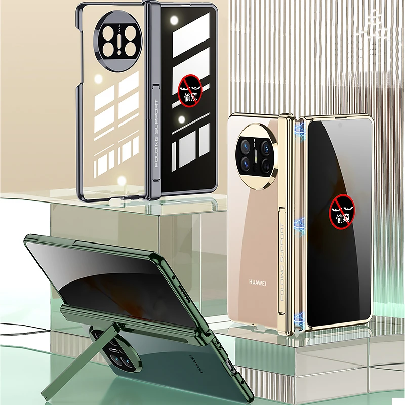 

for Huawei Mate X3 Case Clear Plating Magnetic Hinge with Anti Peeping Screen and Bulit In Stand Cover for Huawei Mate X 3