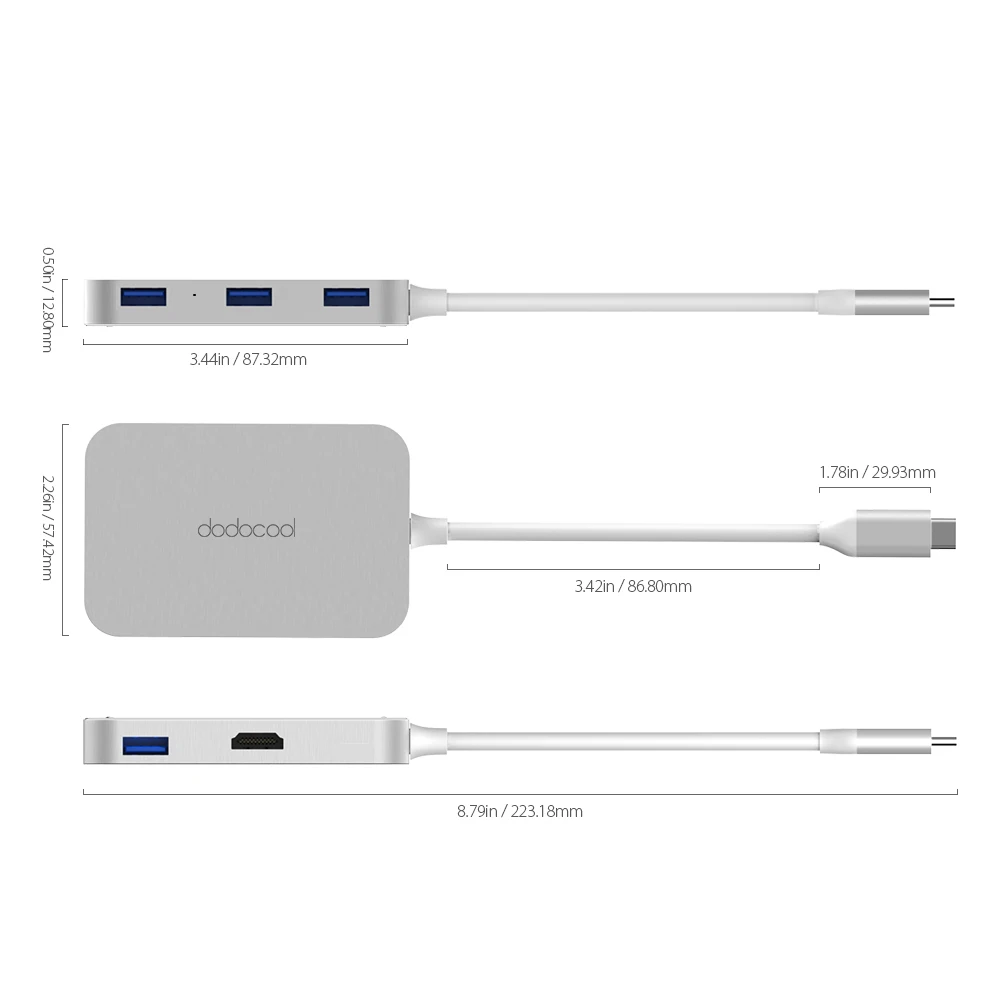 dodocool 4Port USB 3.0 Hub USB Hub High Speed type c Splitter 5Gbps For PC Computer Accessories Multiport HUB 4 USB 3.0Port 4KHD images - 6