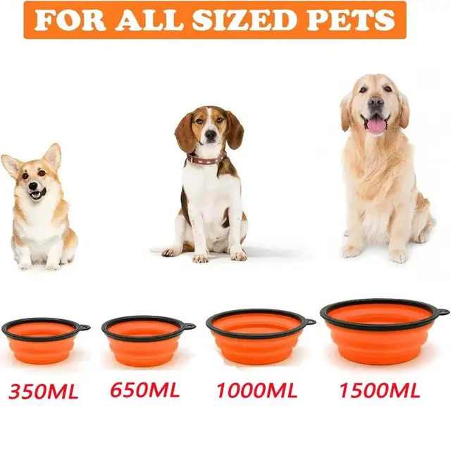 Feeders for Dogs Foldable Silicon Portable Feeding Drinking Dog Bowl for Travel Camping (350ML / 650ML / 1000ML) 6