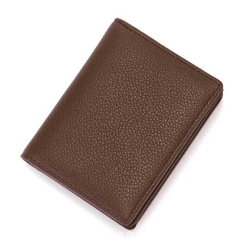 Men Foldable Wallet Pu Leather Solid Color Mini Coin Purse Business Credit Card Holder for Male Coin Bag