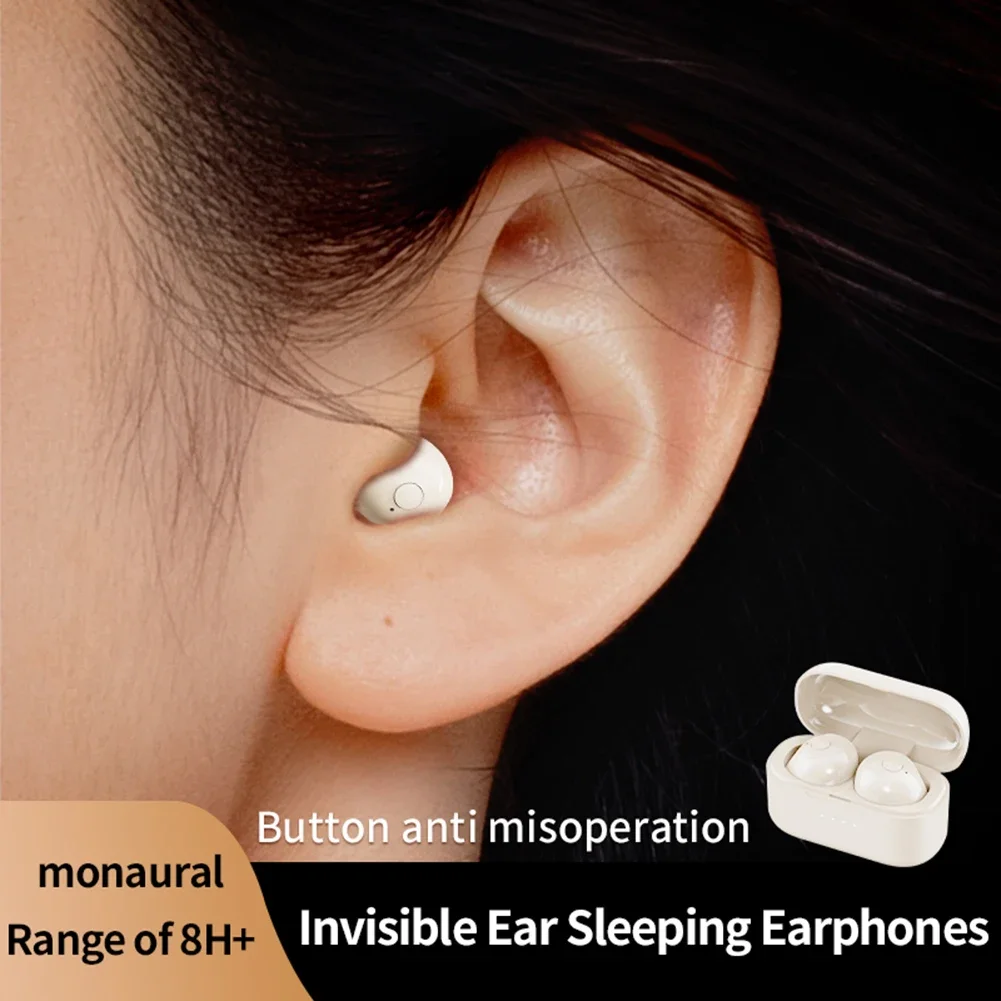 Invisible Earphones Bluetooth-Compatible 5.4 with Charging Case Mini Headphones Tiny Discreet Hidden Earphones for iPhone Xiaomi