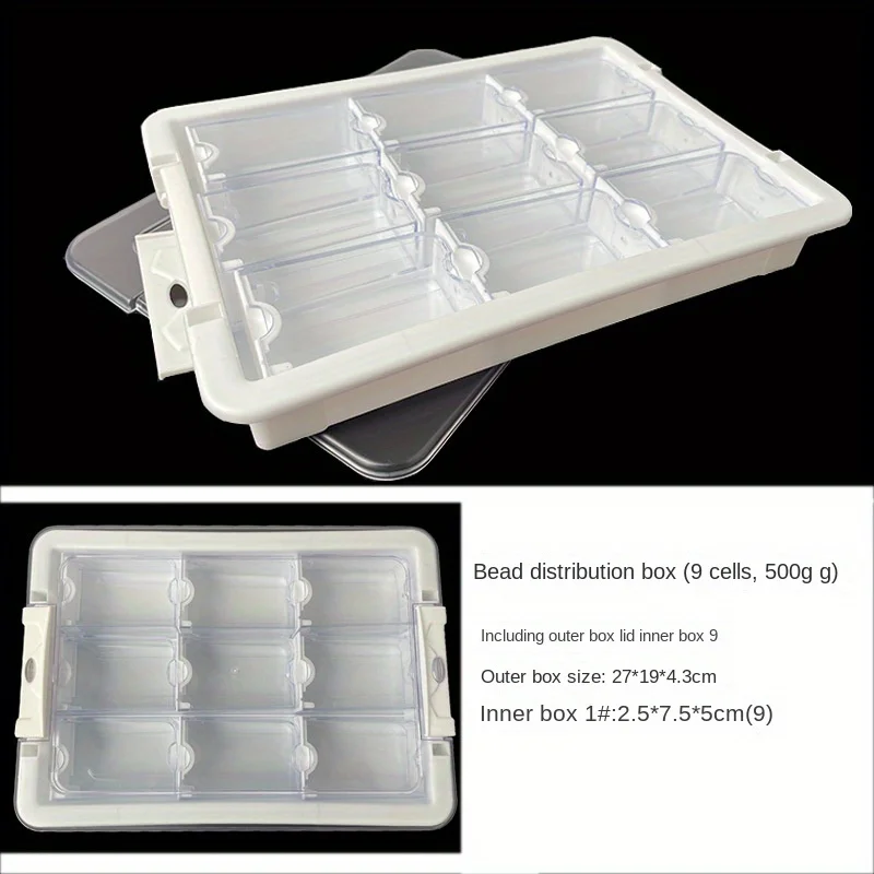 תיבת אחסון שקופה עם כיסוי חיצוני שקוף, תיבת סיווג לאביזרי ציפורניים, תיבת חרוזים לעשייה עצמית