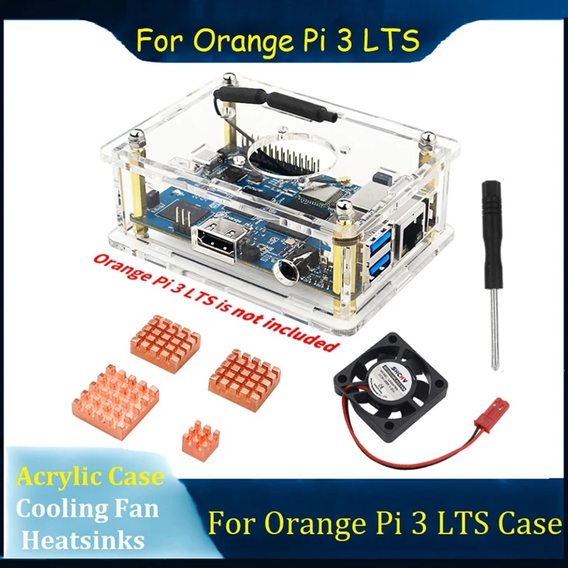 

1 Набор для Orange Pi 3 LTS, акриловая зеркальная отвертка с радиатором, охлаждающий вентилятор, акриловая зеркальная отвертка