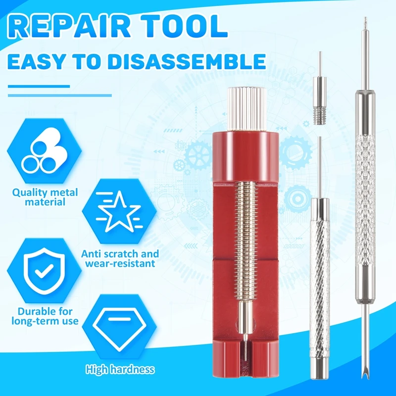Watch Repair Link Remover Tool Hammer Pins Strap Holder Bracelet Chain Adjuster Repair Tool Kit 11Pcs/Set For Men/Women Watch