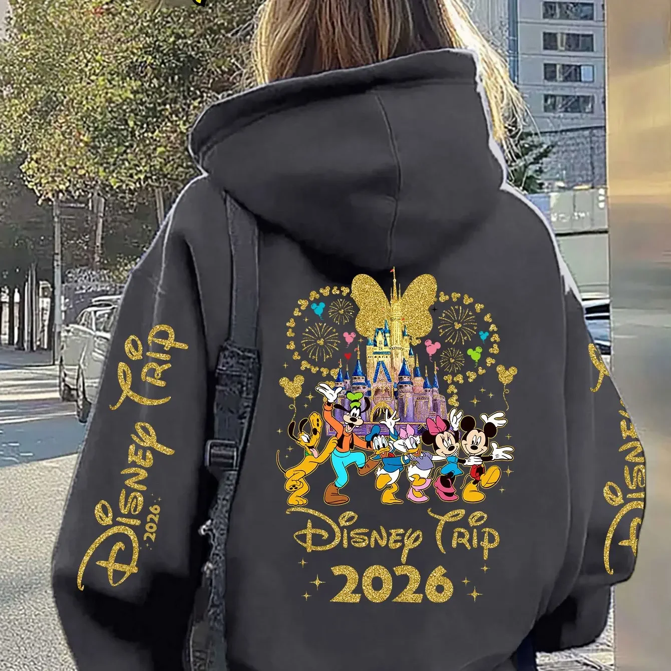 Disney 2026 Classic Cartoon Pattern Men's Hoodie Autumn/Winter Retro Casual Unisex Couple Street Style Top camouflage hoodie men fleece jacket men camo hoodie