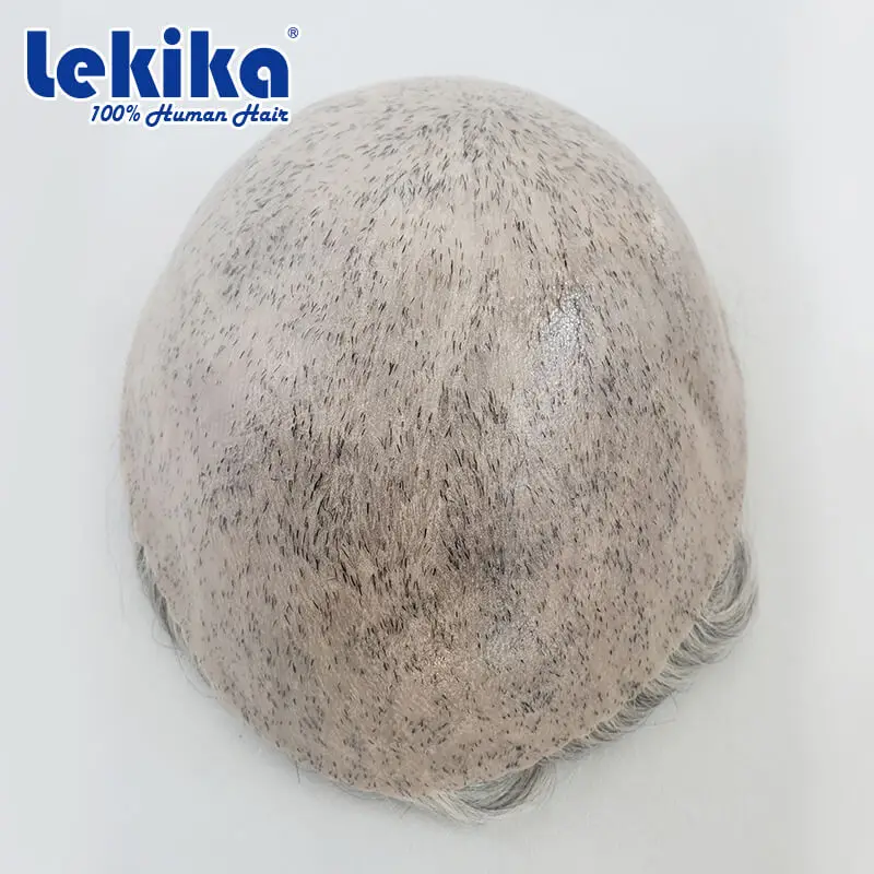 Human hair toupee Men Prosthesis 0.12-0.14mm Full Skin Man Wig 100% Human Hair System Unit Capillary Prosthesis