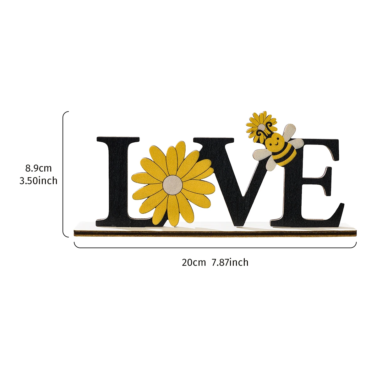 1PC, Valentine's day, a wooden "love" letter decorative item with a bee flower shape
