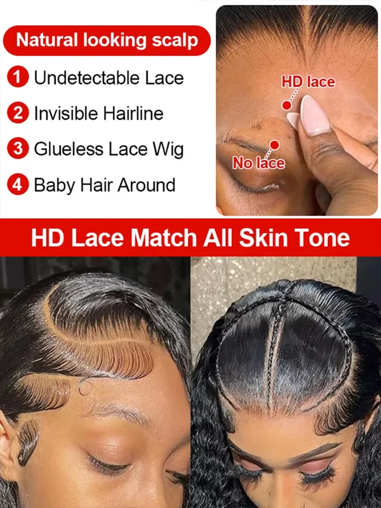 250 Density Human Hair Wigs 100% Transparent Curly Wigs 13x6 Hd Lace Frontal Wig Brazilian High Density Deep Wave Wigs 42 Inch