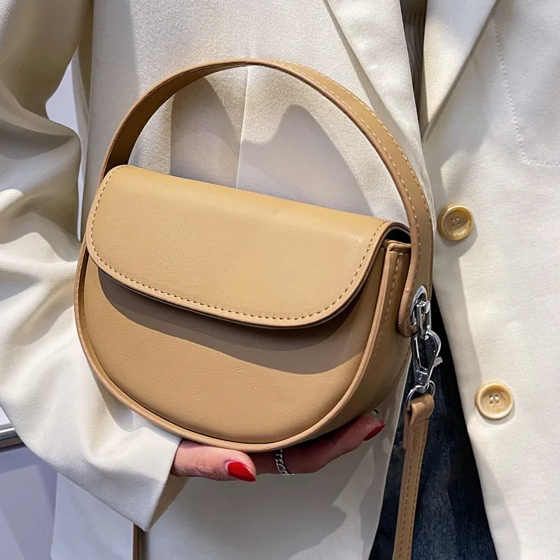 

Fashion Small PU Leather Saddle Crossbody Bags for Women 2022 Summer Trend Branded Luxury Shoulder Bag Handbags and Purses