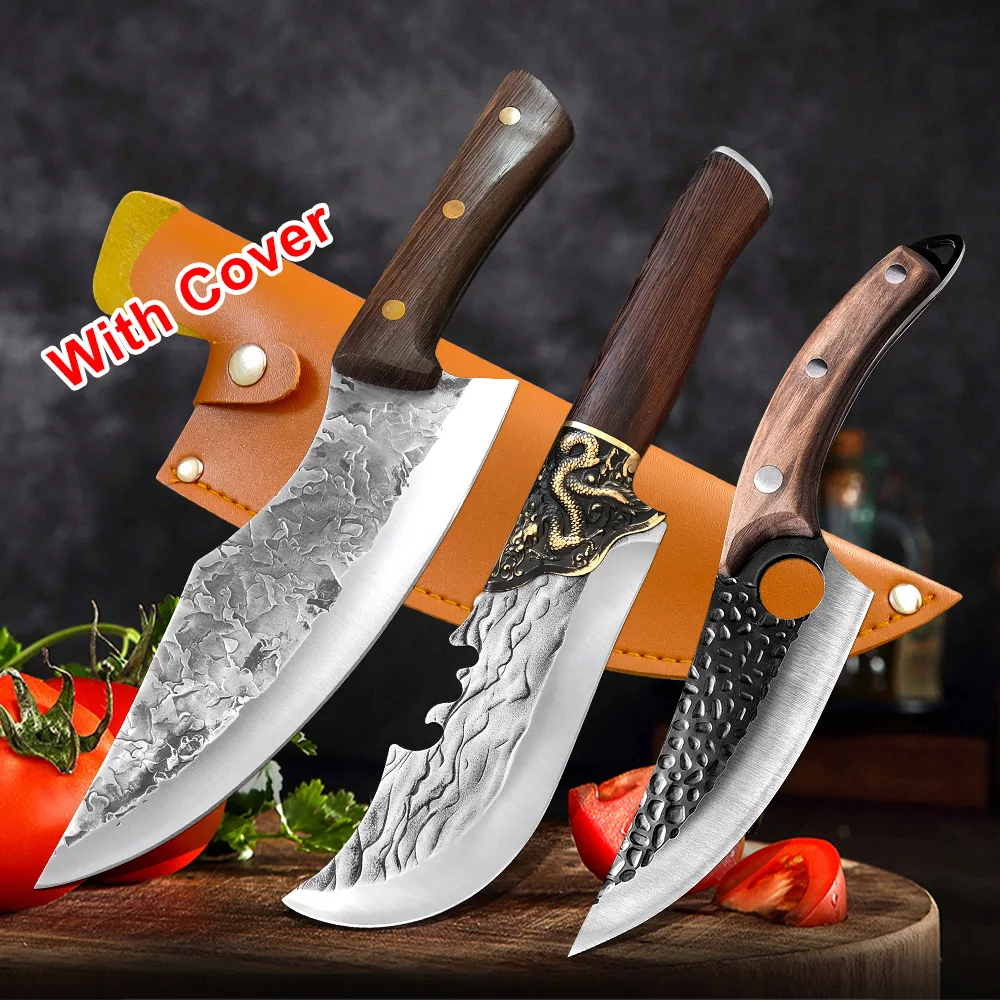 Handmade Forged Kitchen Knives Set Stainless Steel Chef Knife Kitchen  Boning Peeling Cleaver Chopping Knife Gift Case - AliExpress