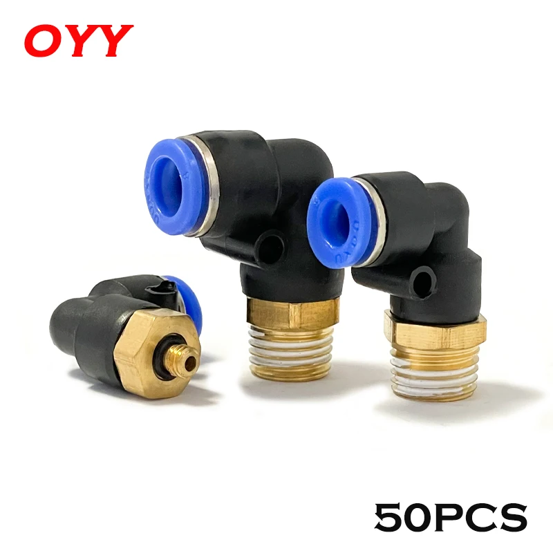 Cotovelo 4-m5 6-m5 Encaixe Pneumático Rosca Masculina Empurrar em Conexões Rápidas Connector Connector Connector Connector Connector Conector de ar 50 Peças pl