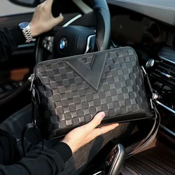 SENOFAN Brand Shoulder Crossbody Bag Men Genuine Cow Leather Plaid Embossing Handbag Male Soft Messenger Business Bag Authentic