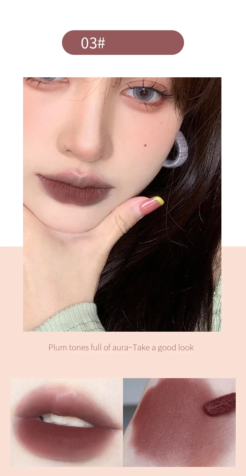 Matte liquid lipstick fluweelzachte mousse donkerrood bruin_voghion.com