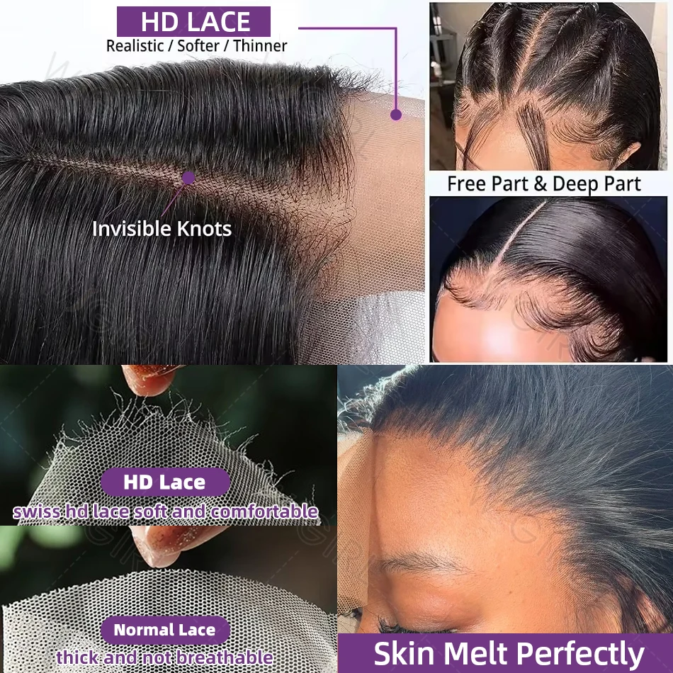 Human Hair Wig 30 40 Inch 13x6 Hd Straight 13x4 Lace Frontal 5x5 Closure Wig For Women