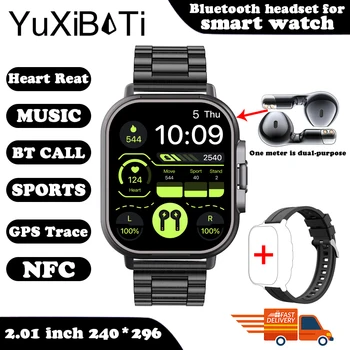2024 Smart Watch 2 in 1 With Earphone Smartwatch Bluetooth Call Men Watch GPS Track Heart Rate Monitor Play Music SmartWatch 10