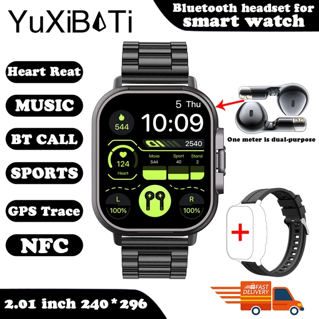 2024 Smart Watch 2 in 1 With Earphone Smartwatch Bluetooth Call Men Watch GPS Track Heart Rate Monitor Play Music SmartWatch 10