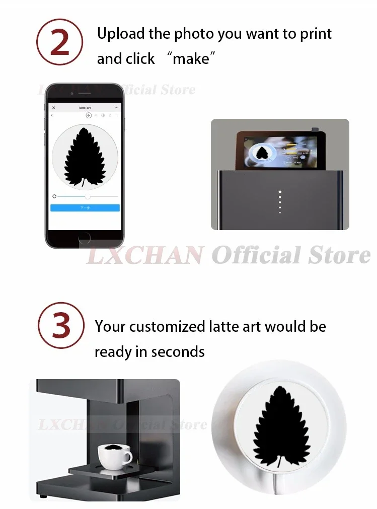 HomeWise Automatic Latte Art Machine Coffee Latte Printer Coffee Printer Pattern Printer Food Surface Printer Caramel 110V-220V 5
