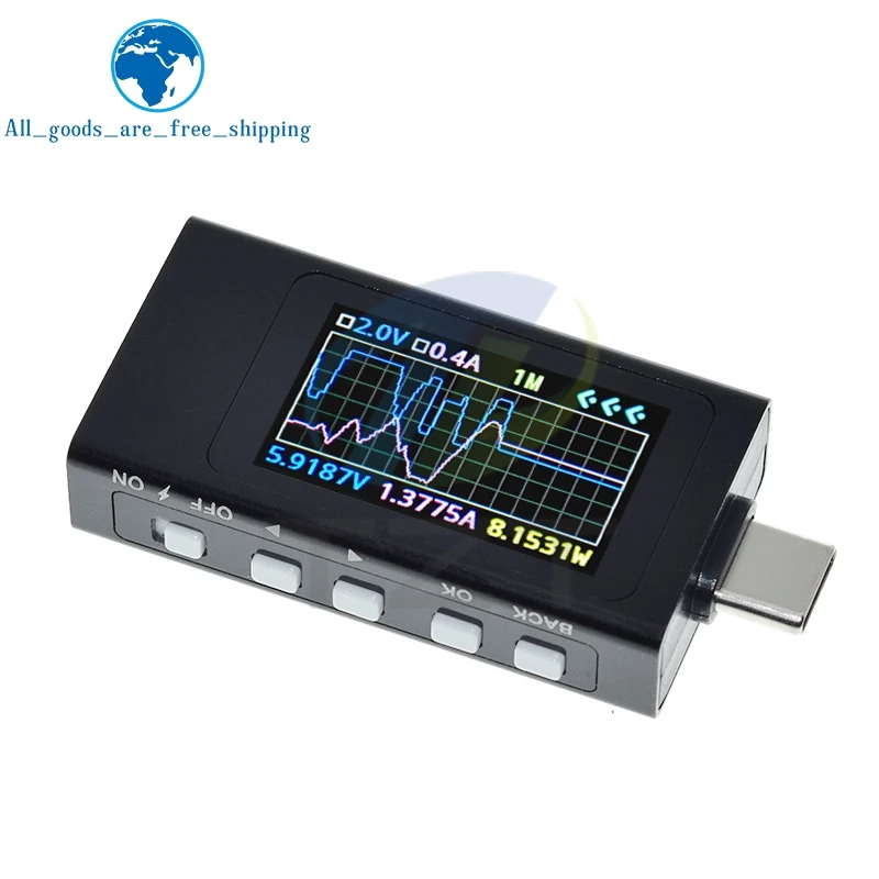 KWS-X1 Type-C 전류 및 전압 모니터 DC 4-30V 0-12A 전력계 테스터 PD 배터리 용량 디지털 LCD 디스플레이 미터