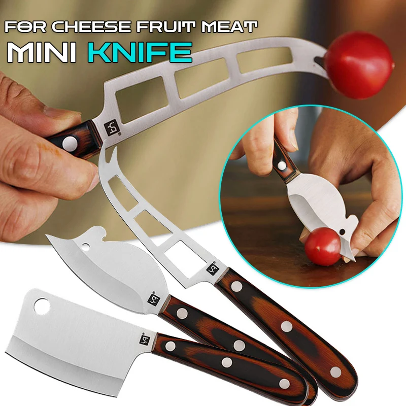 Multipurpose Cheese Cutter Stainless Steel Knife Wooden Handle Butter Fruit Knife Forks Charcuterie Board Accessories butter knife cheese knife