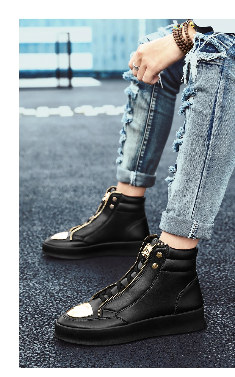 Leather Tourism Waterproof Shoes Men high top Sneakers - Uniqwear