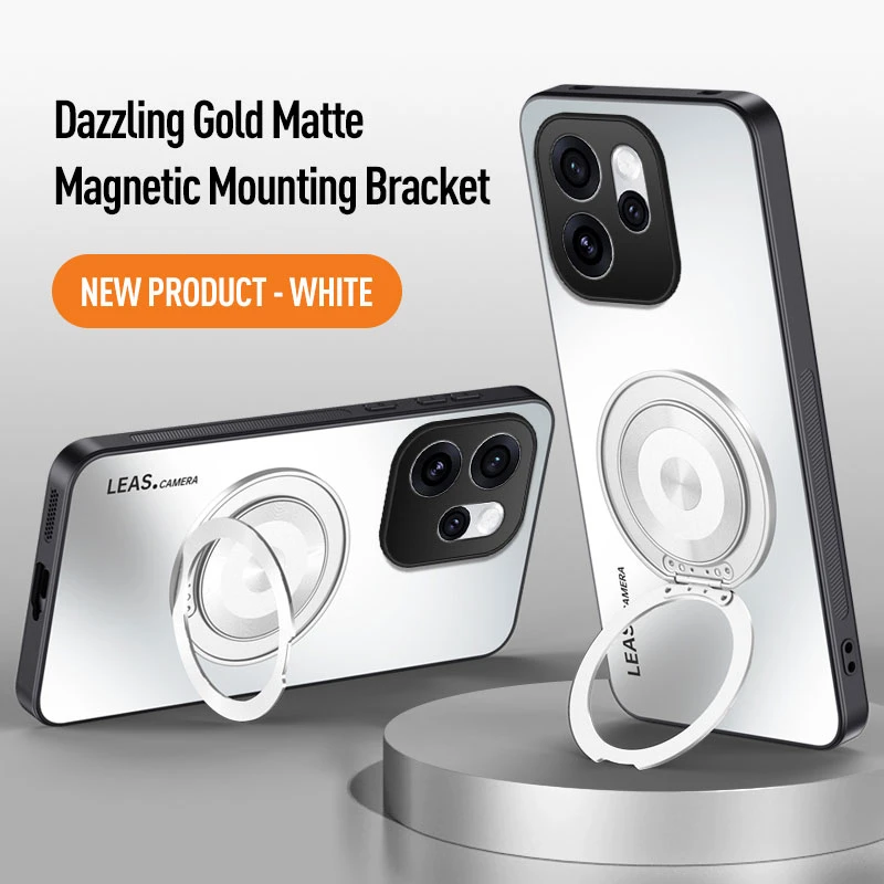 Magnetic Hard Matte Protective Phone Case with Ring Stand and Shockproof Bumper