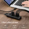 RSHTECH USB Hub 5Gbps 7 Ports USB3.0 Data Hub Splitter 12V/2A Power Adapter Individual On/Off Switches USB Port Expander 2