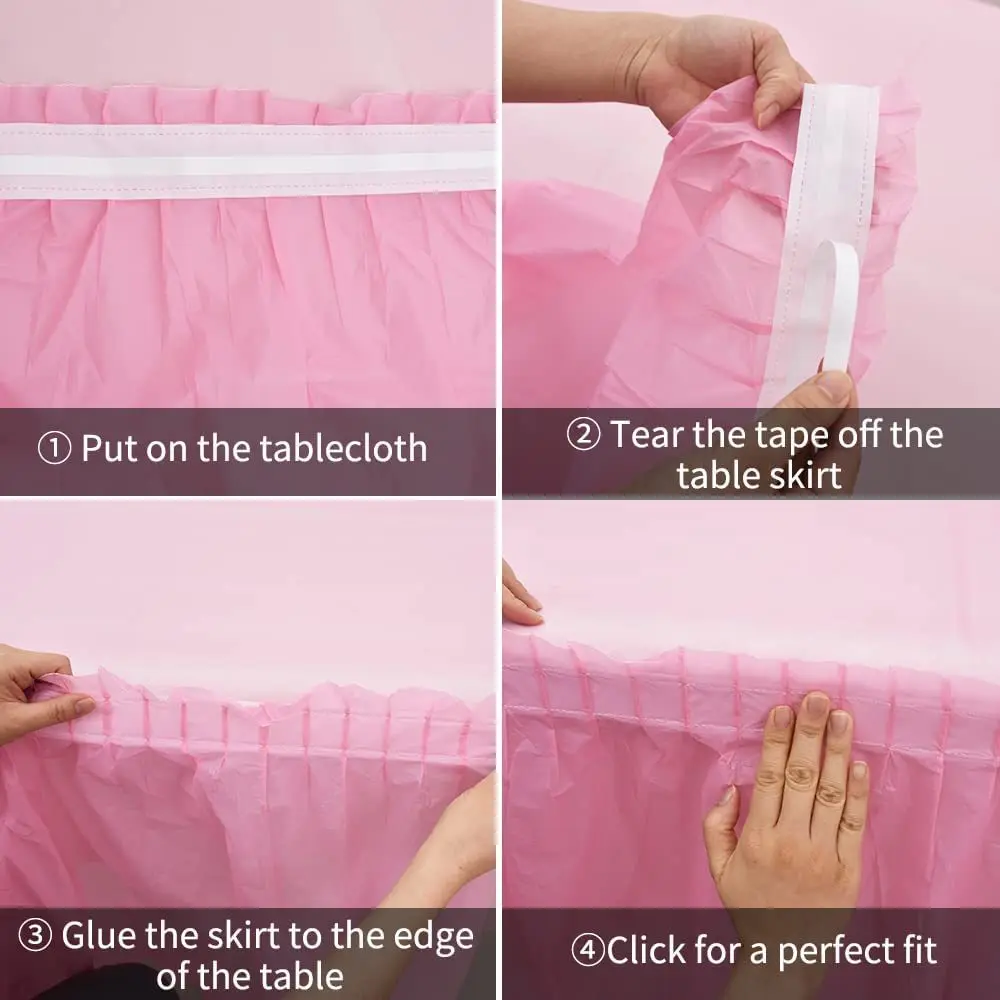Disposable Table Skirt & Tablecloth Plastic Table Cover Decoration Birthday Party Wedding Festival Round Rectangular Tables 5