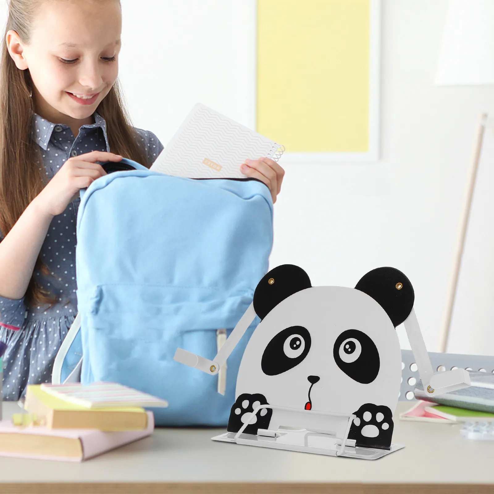 어린이 동물 책꽂이 팬더 디자인 휴대용 다기능 책상 홀더 독서용 데스크탑 책 전시대