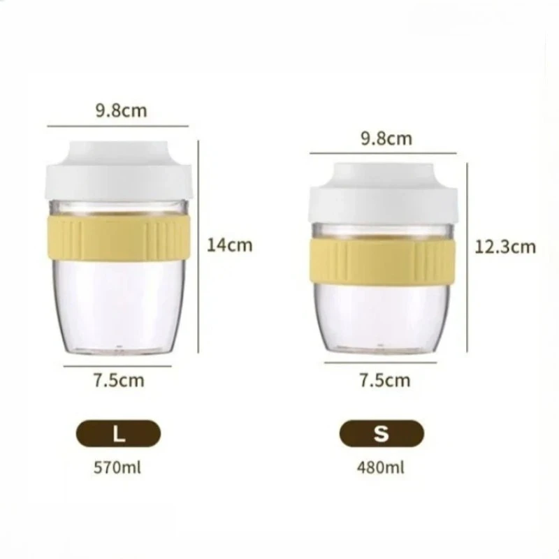 저스틴라우 480/570ml 휴대용 플라스틱 샐러드 컵 아침식사 과일 오트밀 요거트 샐러드 컵 뚜껑 포함 스푼 도시락 밀크컵