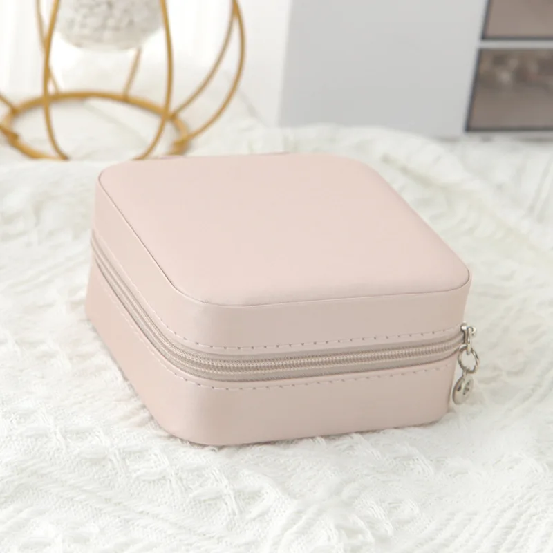Schmuck-Organizer, Reise-Schmuckkästchen, tragbare Schmuckschatulle aus Leder, Aufbewahrungsbox für Ohrringe, Ringe, Halsketten, modisch – Detail 6