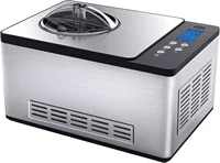 Cream Maker Machine & Yogurt Automatic 2 Qt. with Built-in Compressor, LCD Digital Display & Timer, No Pre-Freezing, 1