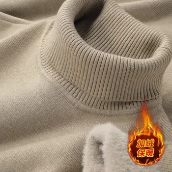 Maglione dolcevita da uomo autunno inverno lavorato a maglia velluto caldo pullover a maniche lunghe maglione base camicetta casual a prova di freddo per esterni 1