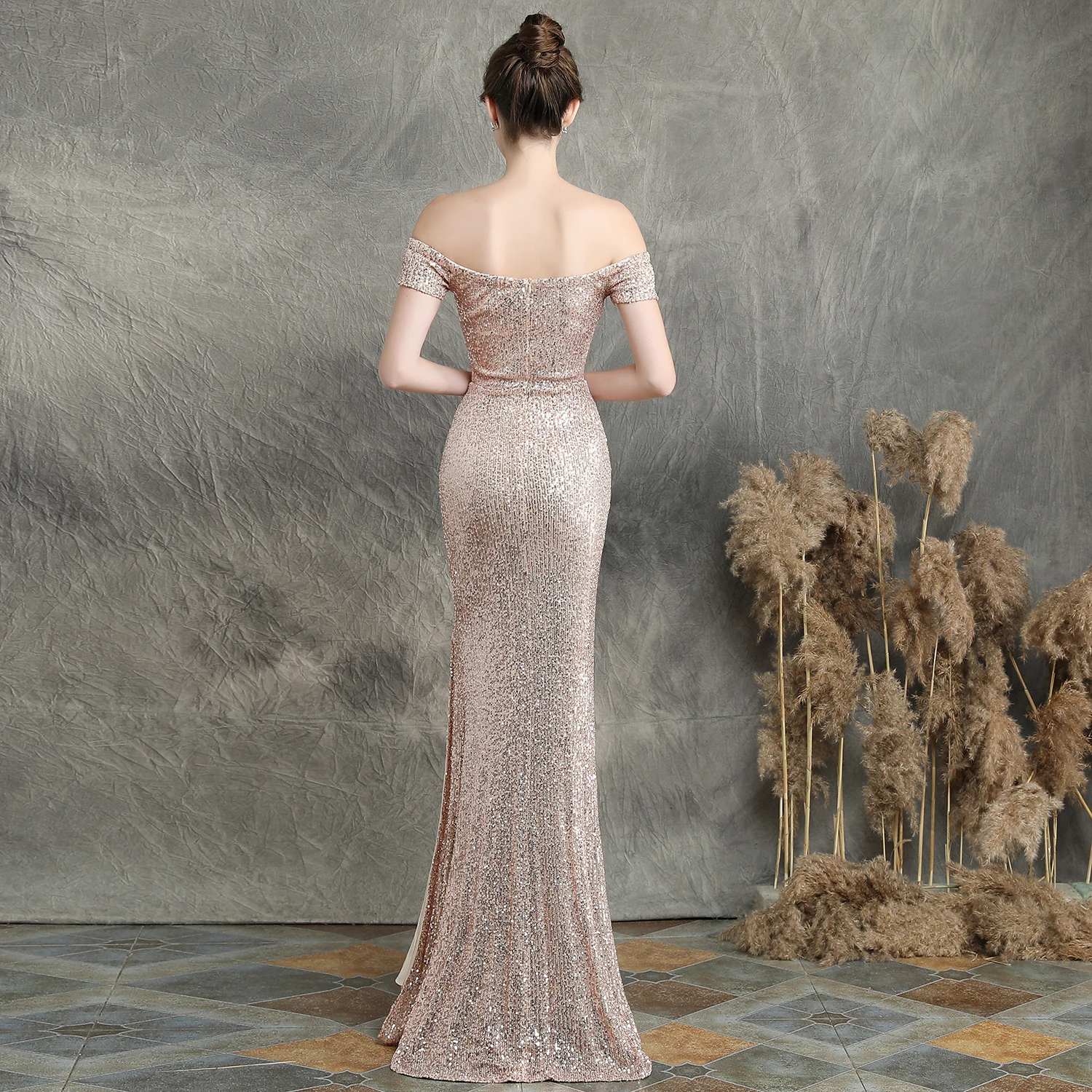 Women 1920s Plus Size Formal Dress Tassels Sleeve Sequins Gatsby Maxi Evening Gown