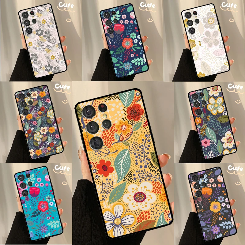 Floral Charm Secret Garden Cover Per Samsung Galaxy S23 S21 S22 Ultra S20 Fe S8 S9 S10 Plus Note 10 Note 20 Ultra Case