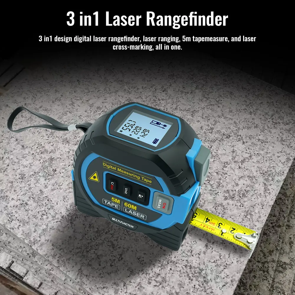 Tape measure laser rangefinder laser tape measure digital tape measure Laser Tape Measure 3 In 1 Digital High Precision Steel High Elasticity