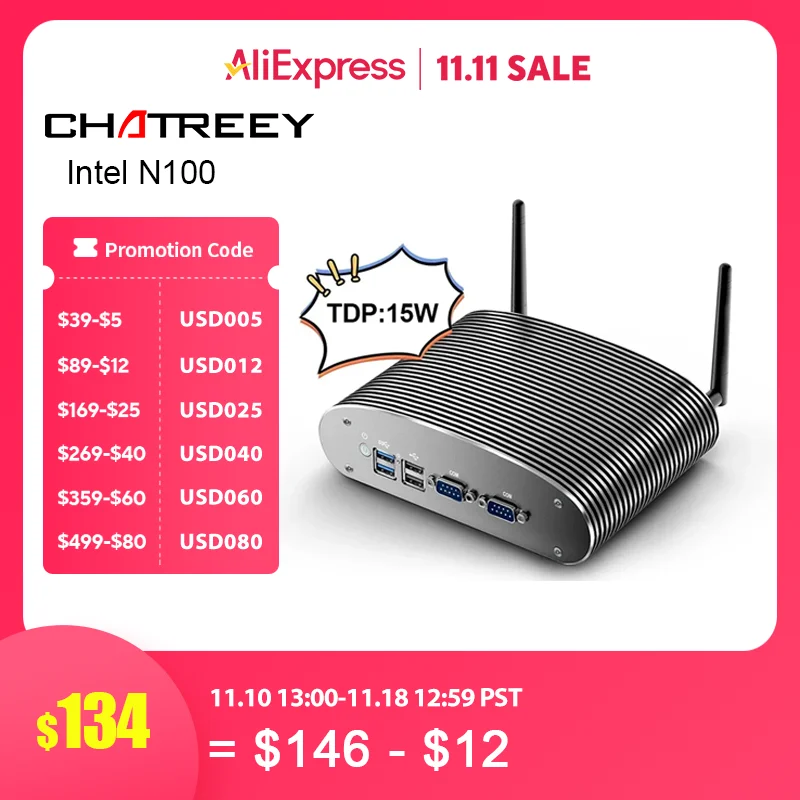 Chatreey MR02 2.5G pfSense Firewall intel Pentium N100 4*Intel i225 Nics Soft Router DDR4 Fanless Mini PC OPNsense VPN Server