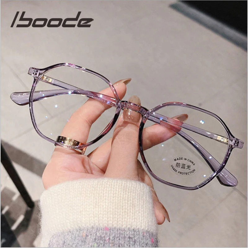 iboode Retro Purple Reading Glasses Women Men Anti Blue Light Presbyopia Eyewear Farsighted With Diopter +1.0 +1.5 2.0 +2.5 +4.0