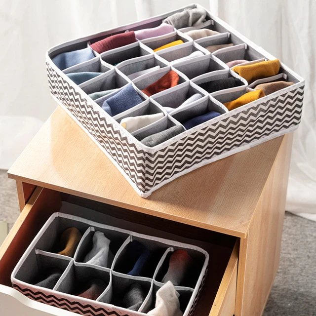 4pcs Underwear Storage Boxes Non-woven With Separate Compartment
