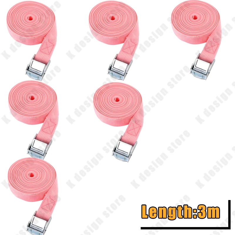 6PCS 3M Buckle Tie-Down Belt Cargo Straps For Car Motorcycle Bike With Metal Buckle Tow Rope Strong Ratchet Belt for Luggage cargo straps cargo tie down strap tie down straps lashing strap