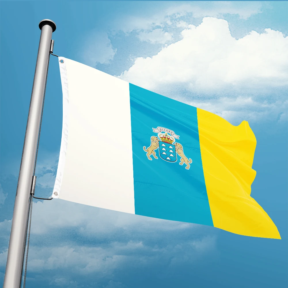 Isole Canarini Spagna Bandiera Spagnola 3Ft X 5Ft Doppia Penetrazione Banner In Poliestere Volante 90*150Cm Doppia Cucitura Esterna Personalizzata