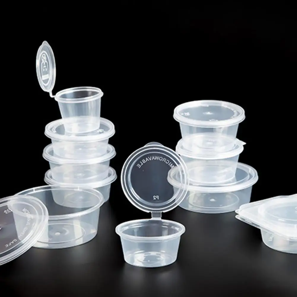 5/10/15/25Pcs Seasoning Box with Leak-proof Lid Dual-compartment Condiment Containers Disposable Reusable Sauce Container