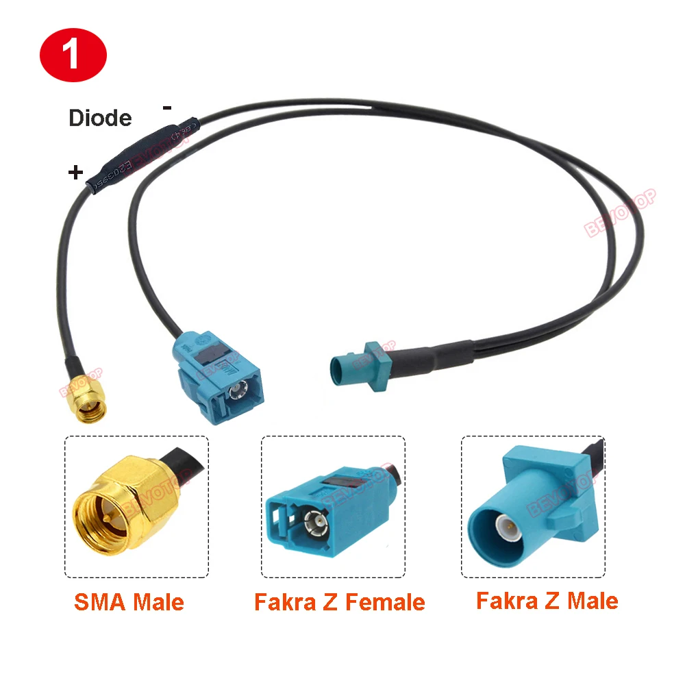 Fakra Z to SMA Male Y Type Splitter Cable RG174 Pigtail Car Navigation GPS Antenna Extension Cable for Android Device rf connector cable cable connector rf connector coaxial connector coaxial cable connector cable adapter antenna cable adapter antenna cable rf coaxial cable