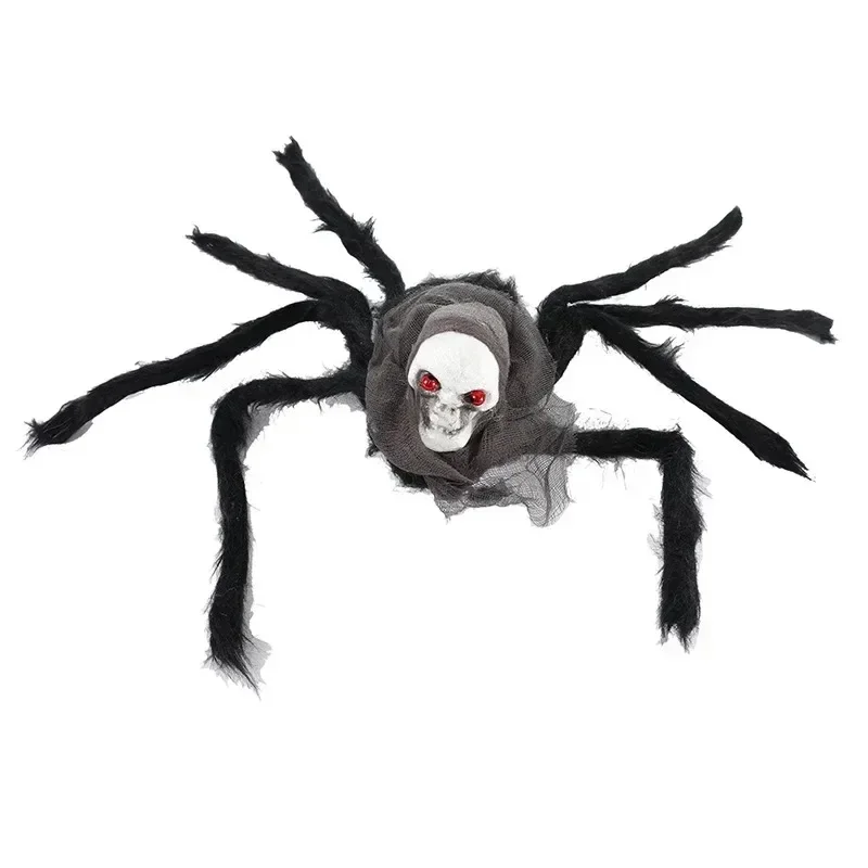 Halloween Dekor Simulation Spinne Plüsch Schädel Spinne Schleier Prop für Spukhaus Horror Party Zimmer Szene Dekoration Lieferungen – Detail 10